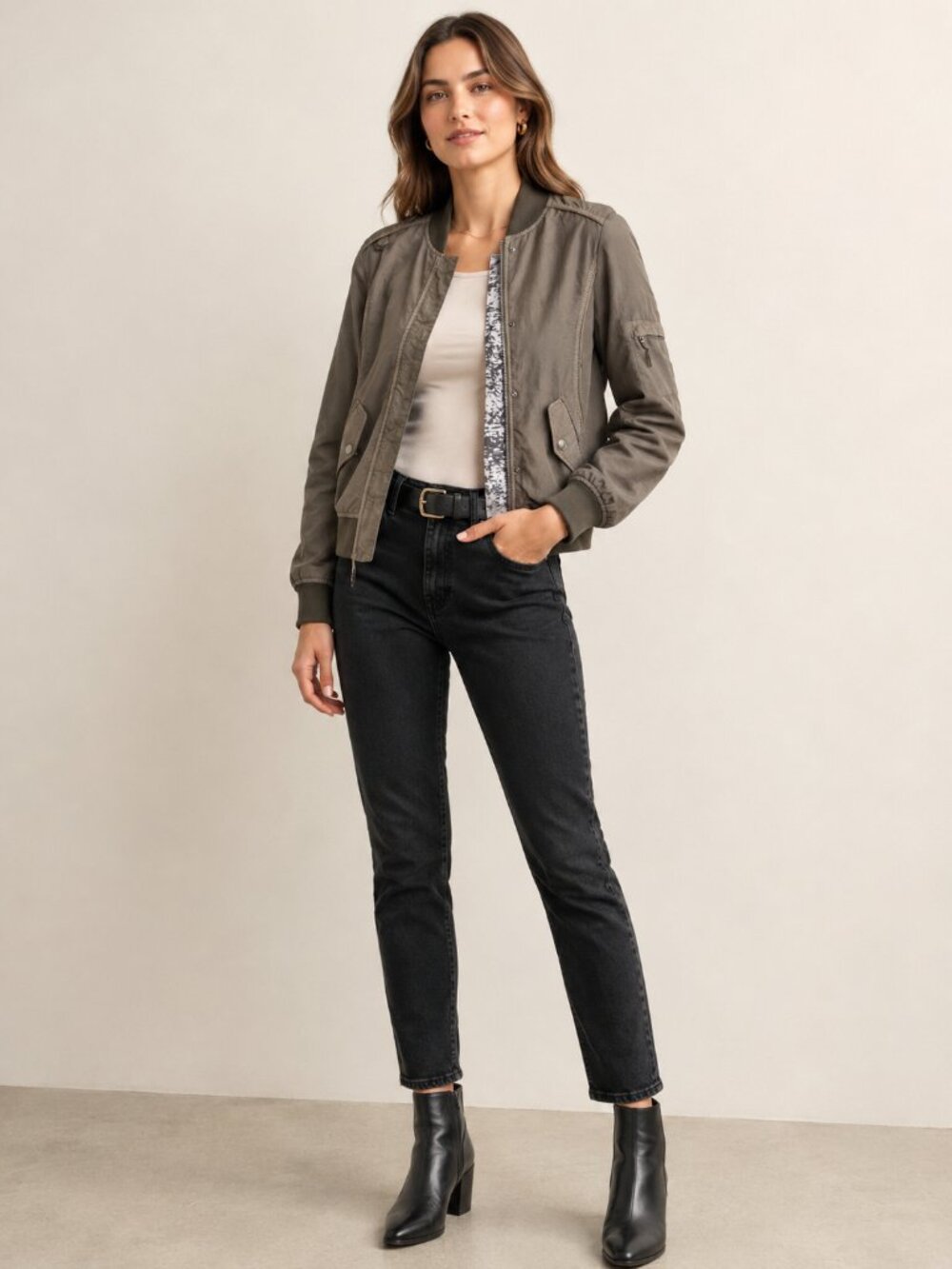 Anthropologie Marrakech Olive Utility Bomber Jacket XS